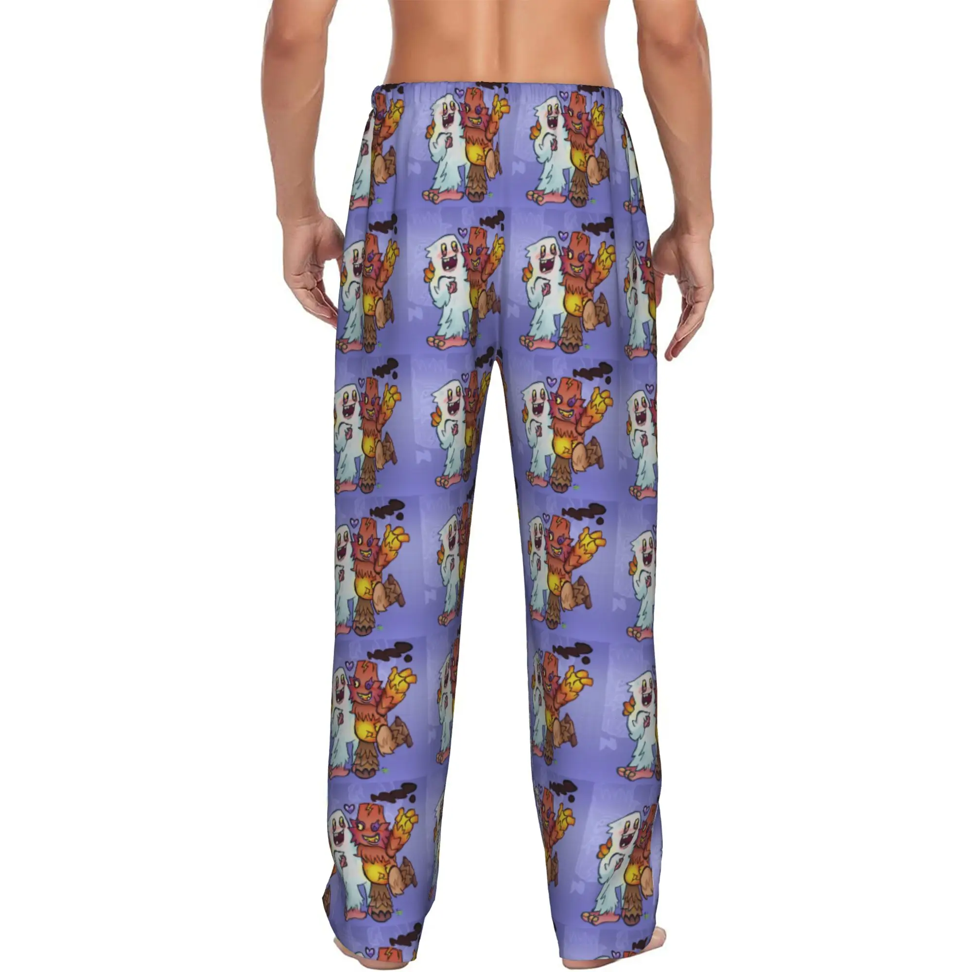 Custom My S-Singing Cartoon Monsters Pajama Pants for Men Video Games Sleepwear Lounge Sleep Bottoms Stretch with Pockets view 3