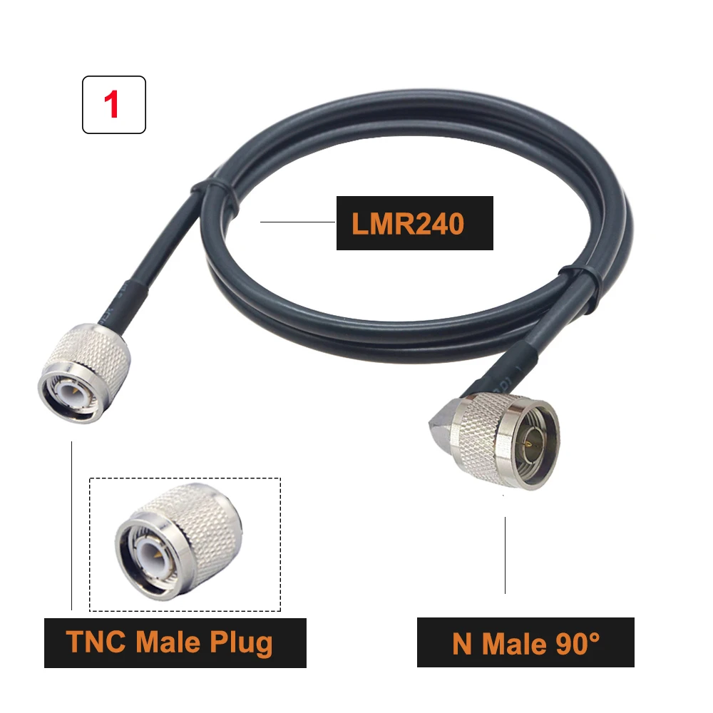 LMR240 Cable TNC Male/Female to N Male 90° Connector LMR-240 50-4 Cable Pigtail Low Loss 50 Ohm RF Coaxial Extension Jumper Cord