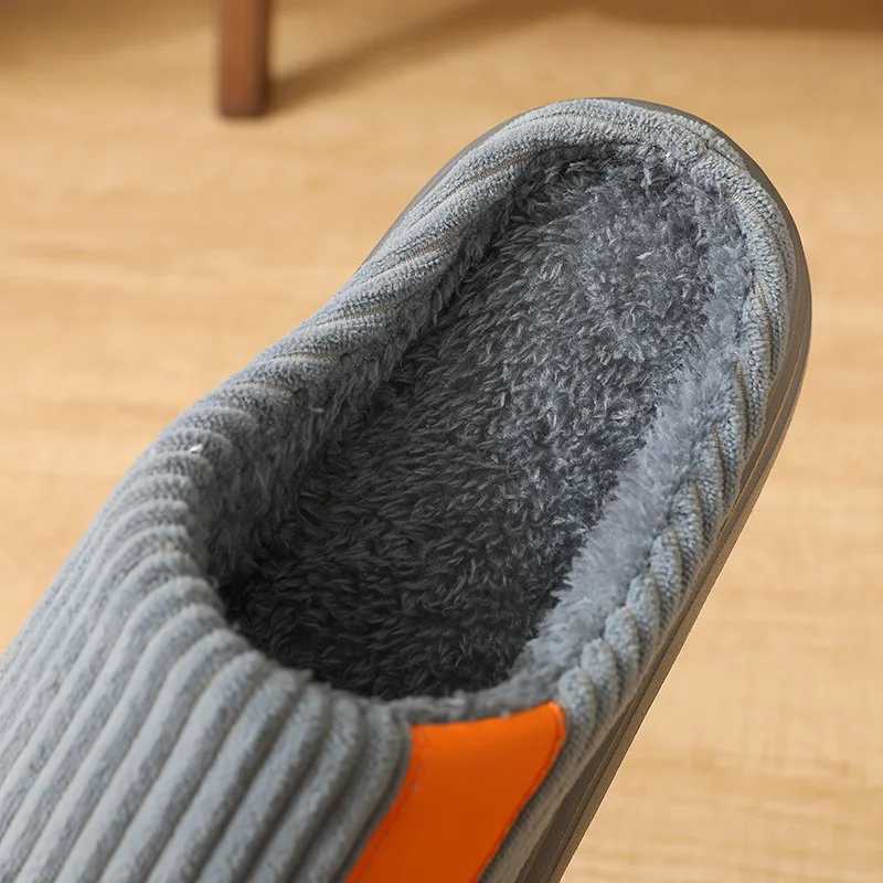 Herren Winter Extra Große Baumwoll-Hausschuhe Bequeme Warme Dicksohlen-Plüsch-Innenschuhe – Detail 10