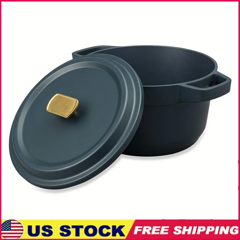 

Diecast 5QT Non-Stick Dutch Oven Durable Kitchen Cookware Even Heat Distribution Easy Release Induction Oven Safe Dishwasher