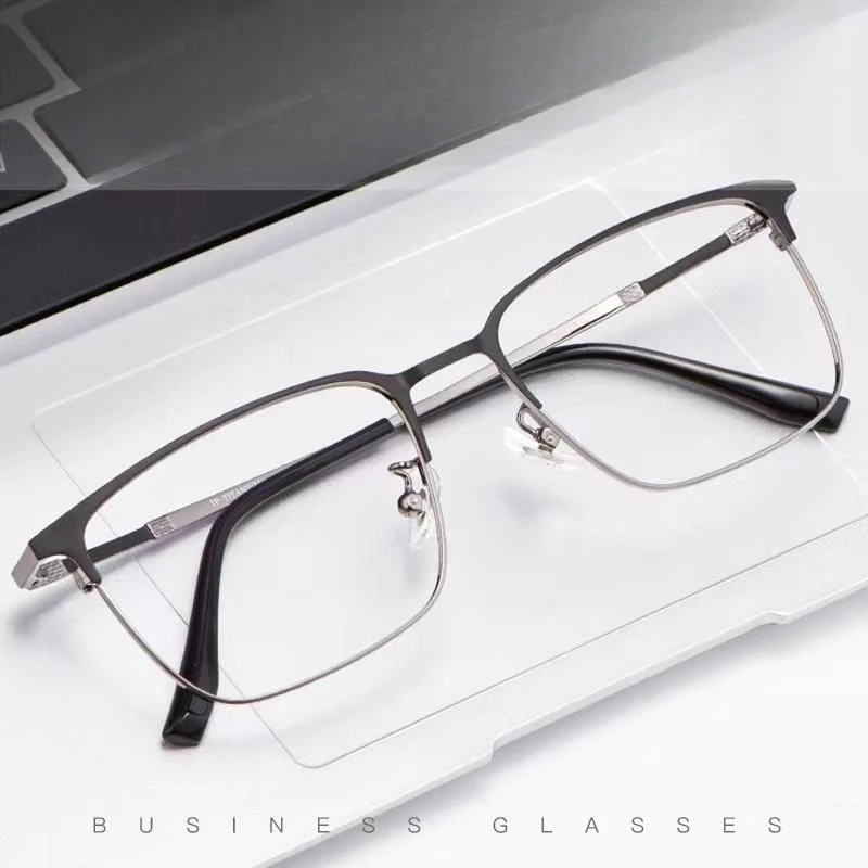 Progressive Multifocal Photochromic Reading Glasses Anti-blue Light Far Sight Glasses Men full Frame Pure titanium glasses