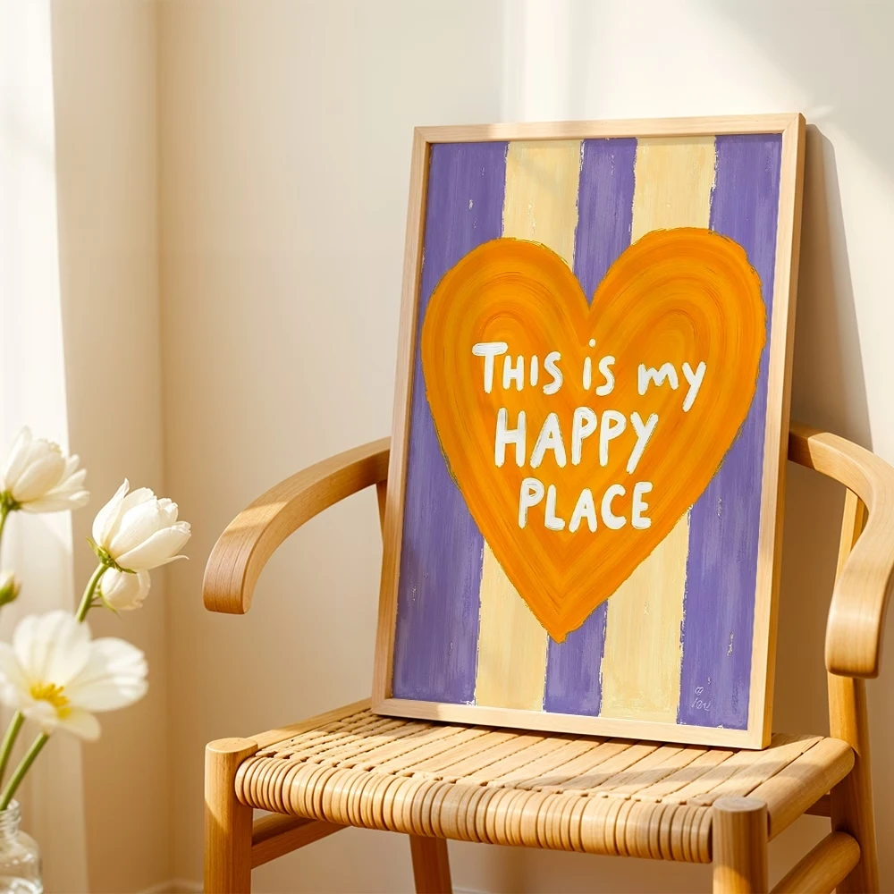 Modern,Retro This Is My Happy Place Quotes Wall Art Print Canvas Painting Poster Picture For Bedroom,Living Room Home Decor