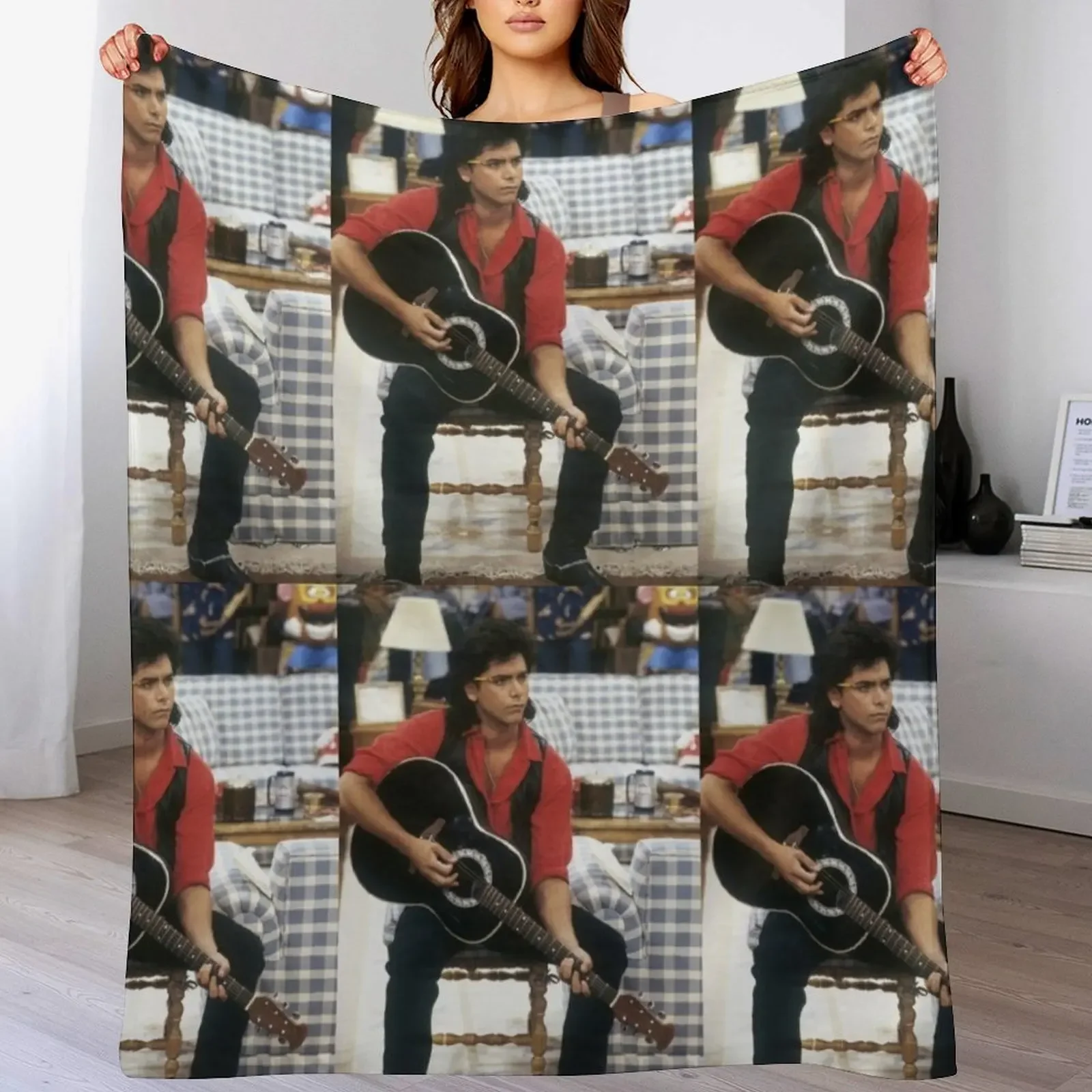 

Uncle Jesse and his Guitar Throw Blanket blankets ands Decoratives Summer Beddings Loose Blankets