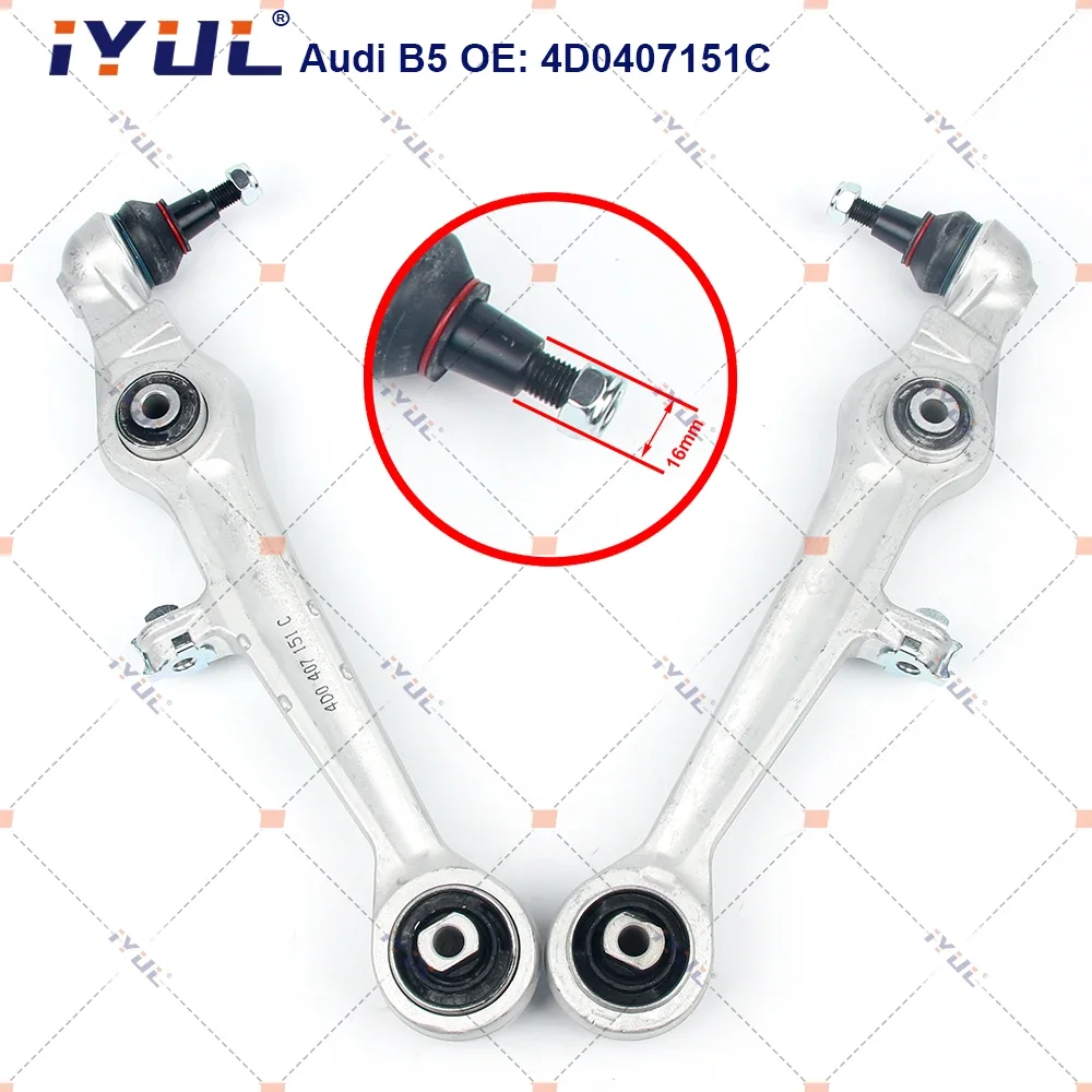 IYUL A Pair Front Lower Control Arm Straight 16mm For Audi A4 8D2 B5 8D5 A6 C5 A8 4D2 VW Volkswagen PASSAT SKODA SUPERB