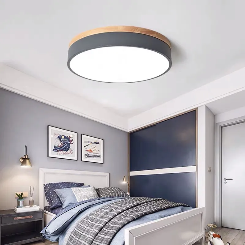 

Modern Ceiling Lamps Wooden LED Ceiling Lights Living Room Bedroom Lighting Fixture Round Multicolor Surface Mount Nordic Lamps