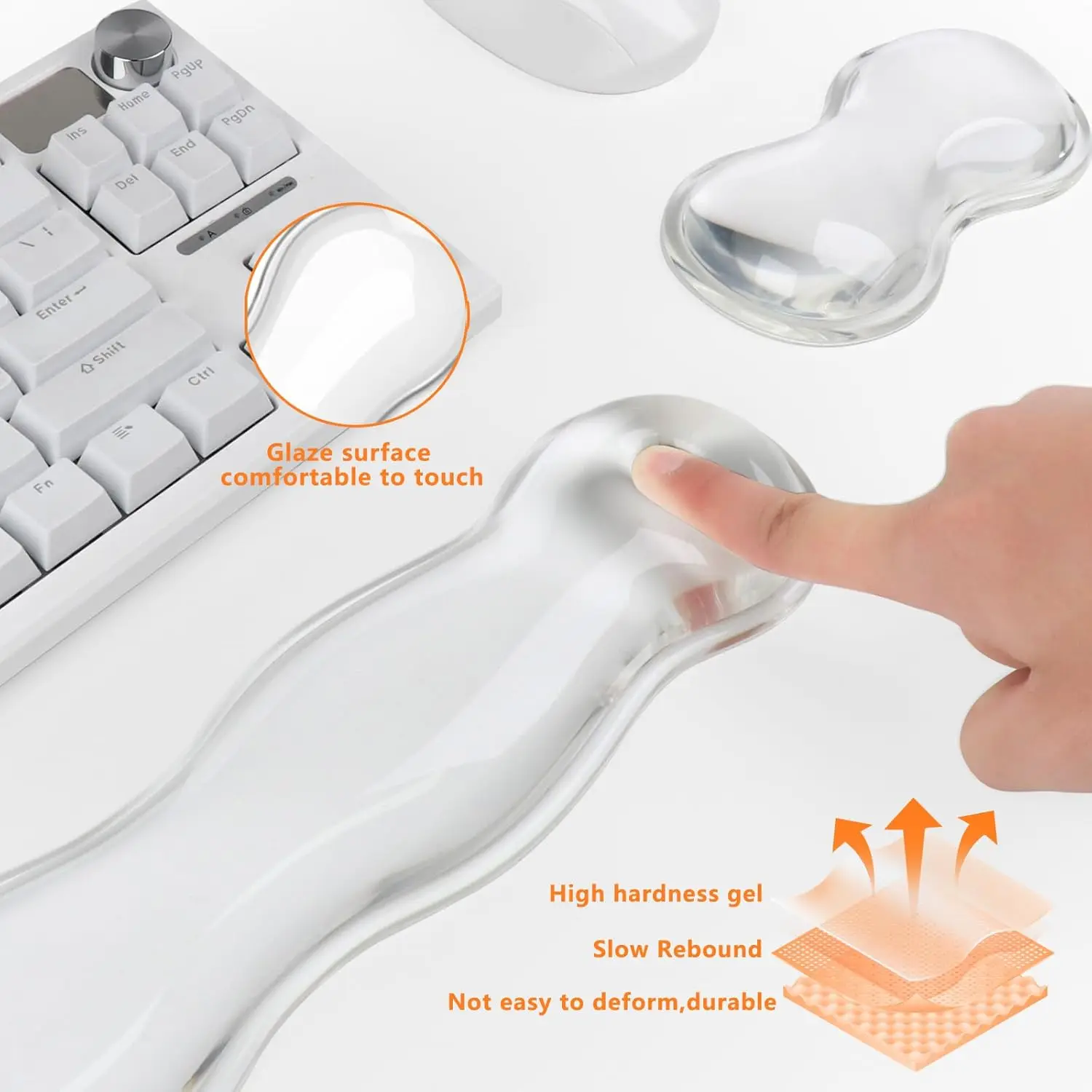 Cloud Wrist Rest Mouse Pad Silicon Transparent Cute Mouse Wrist Support Pad with Anti-Skid Base for Keyboard Office Home Mat