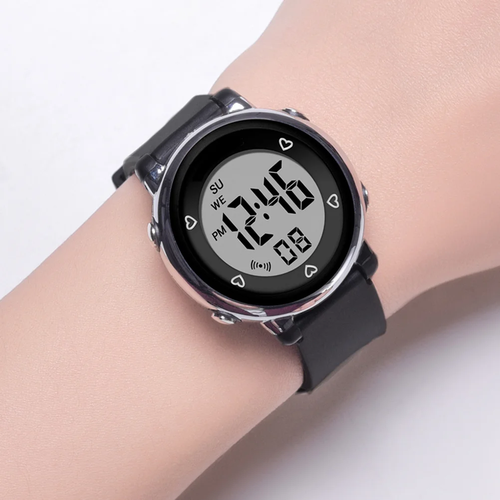 1Pcs Black Waterproof Electronic Watch LED Luminous Multi-Function Timing Alarm Stopwatch Week Display for Students Women