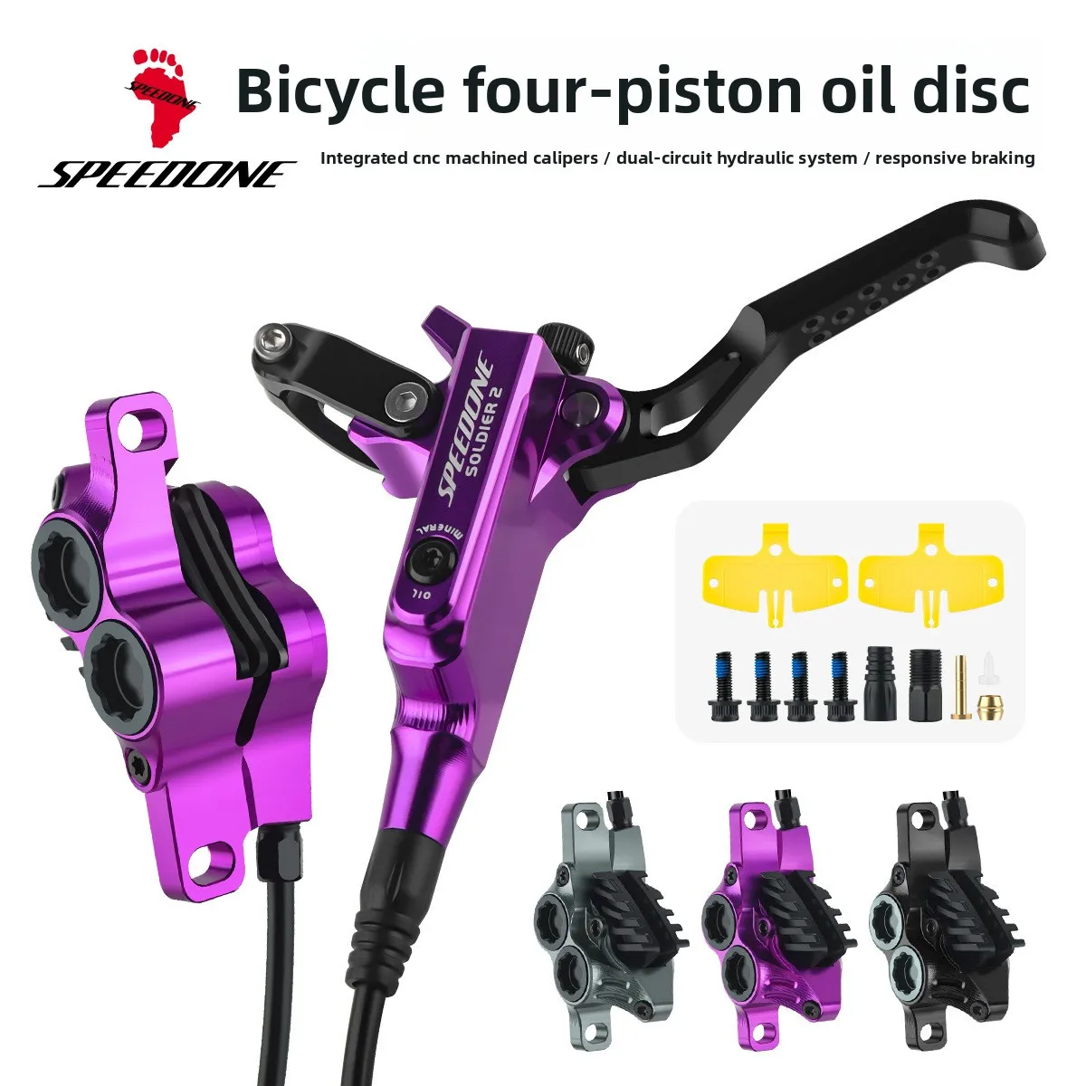 Cross Border 4 Piston Oil Disc Brake MTB Hydraulic Brake Set Dual Braking AM DH Bicycle
