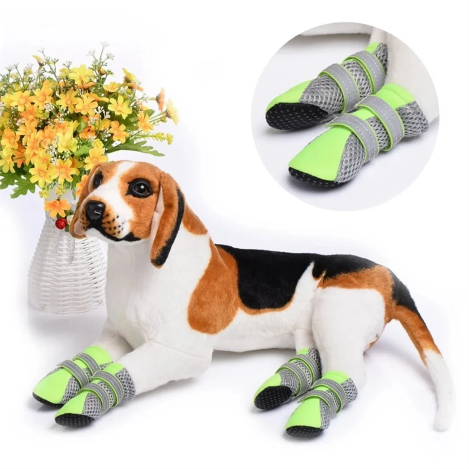 Zapatos cómodos, transpirables y duraderos para perros medianos, diseño de red ideal para verano, para caminar al aire libre, impermeables y reflectantes