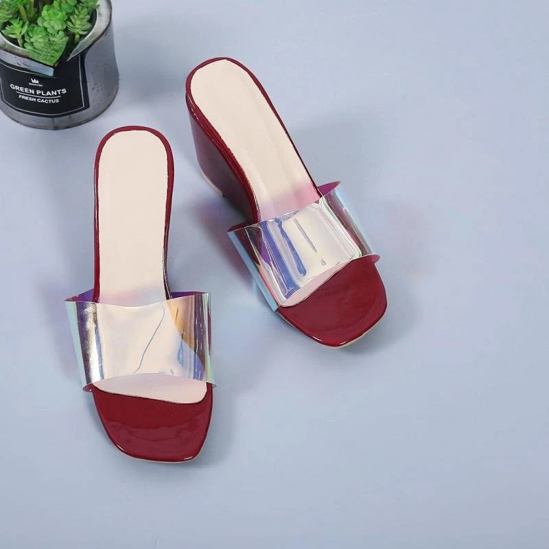 Fashion Open Toe Women Slippers Wedges Sandals Female Fashion Zapatillas New Elegant Ladies Party Dress Shoes with Heel