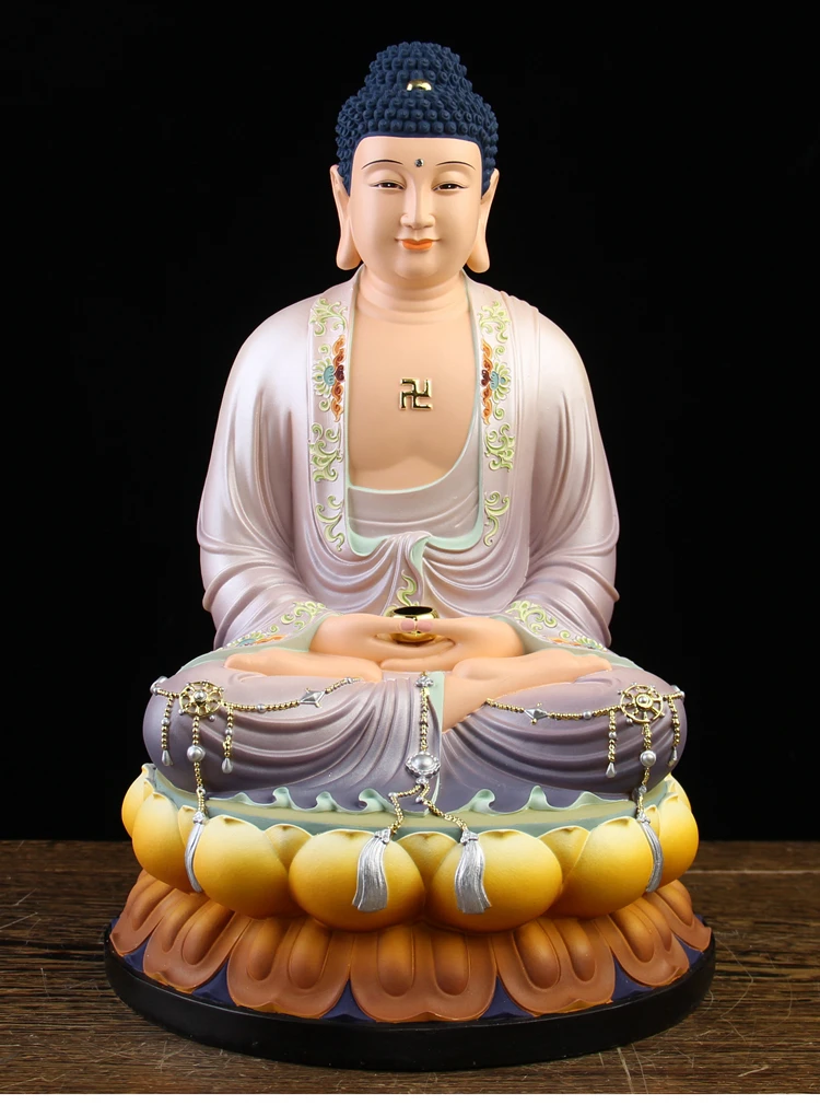 5A GOOD Asia Thailand Sakyamuni Amitabha BUDDHA figure home Altar shop Worship efficacious Talisman family Goddess Mascot statue