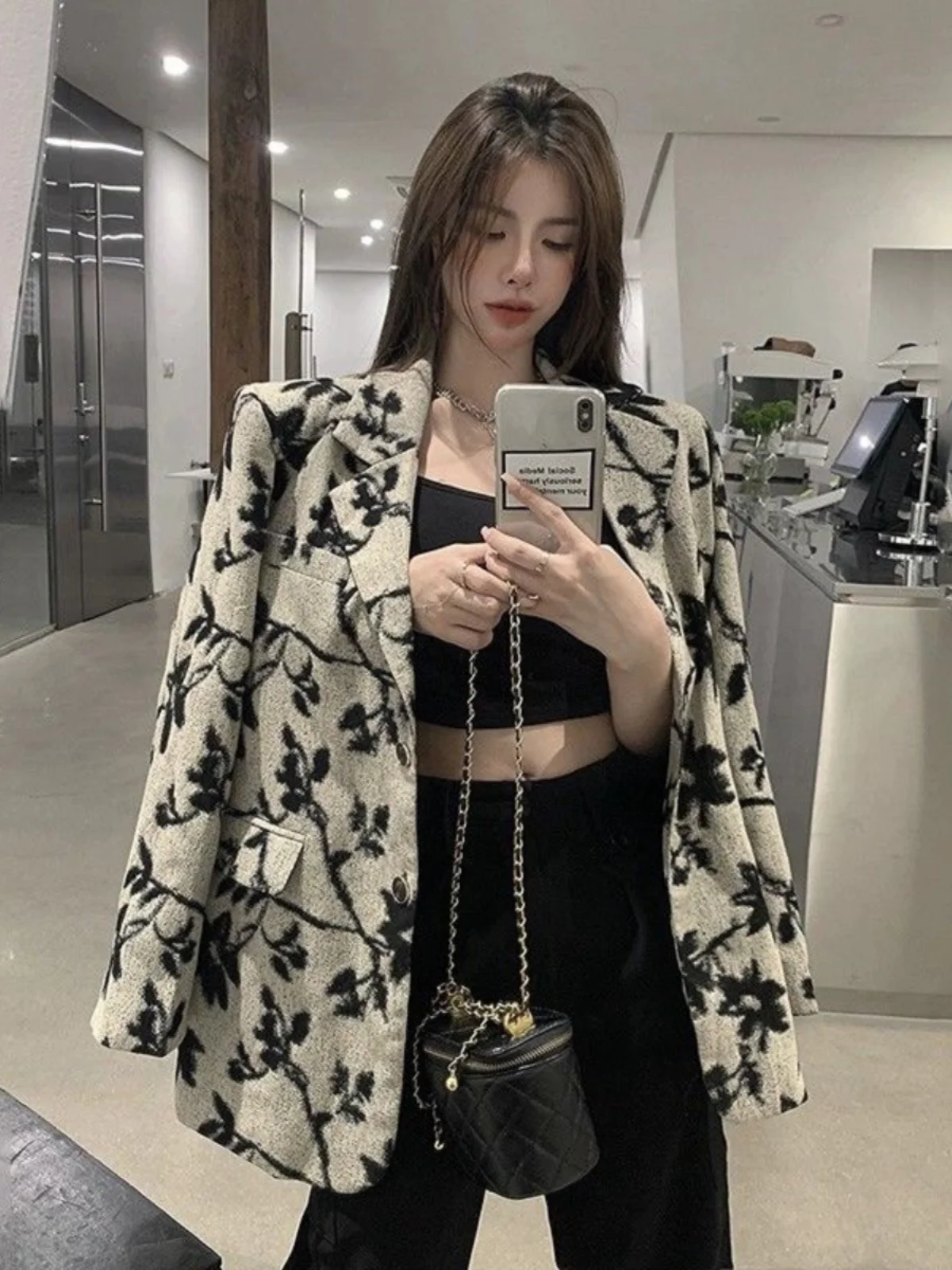 

plus Size Briti Sle Suit Jaet Loose Fit Autumn Winter Faion Trend Design Women's Clothing for Heavy Girls up to 300 P...