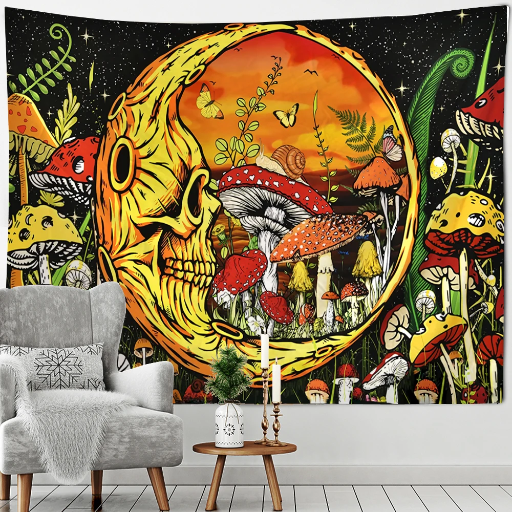 Skull Flower Mushroom Eye Tapestry Boho Art Bedroom Living Room Aesthetics Wall Hanging Tapestry Home Decor