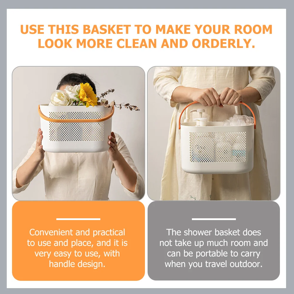 

Plastic Storage Baskets with Handles Shower Basket for Bathroom Organizer Pantry Basket Smooth Touch Convenient Tidy Living