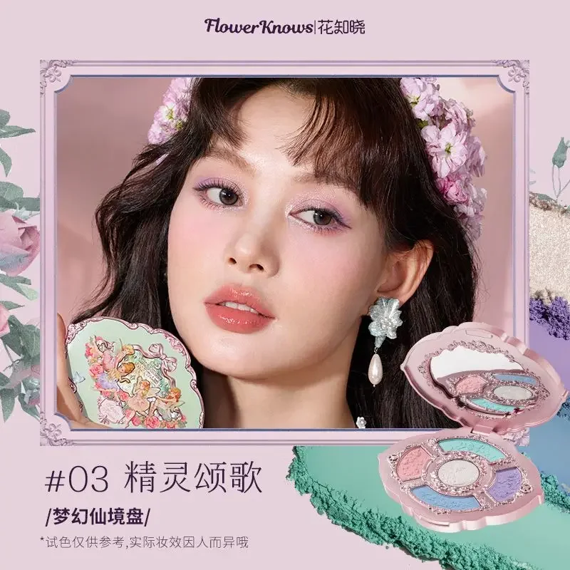 Flower Knows Midsummer Nights 5 Color Embossed Eyeshadow Palette Long Lasting Easy To Wear Matte Gliter for Eyes Makeup Palette