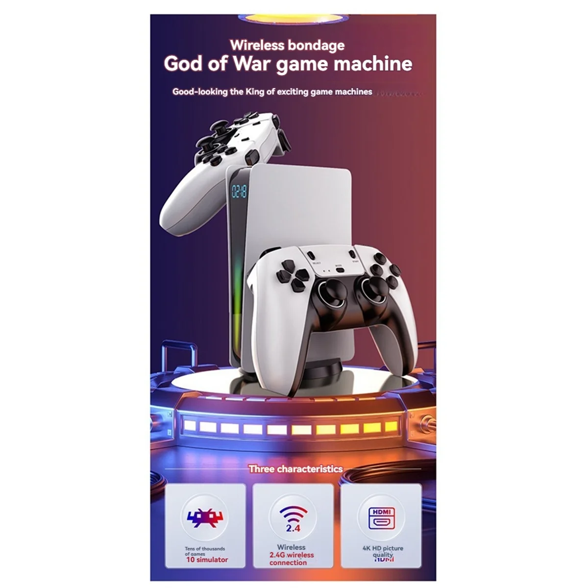 A003 مجموعة أدوات التحكم في الألعاب اللاسلكية 2 لاعبين وحدة تحكم بجهاز لعب محمول تلفزيون أذرع التحكم في ألعاب الفيديو لـ 10 محاكيات 64G + 10000 لعبة