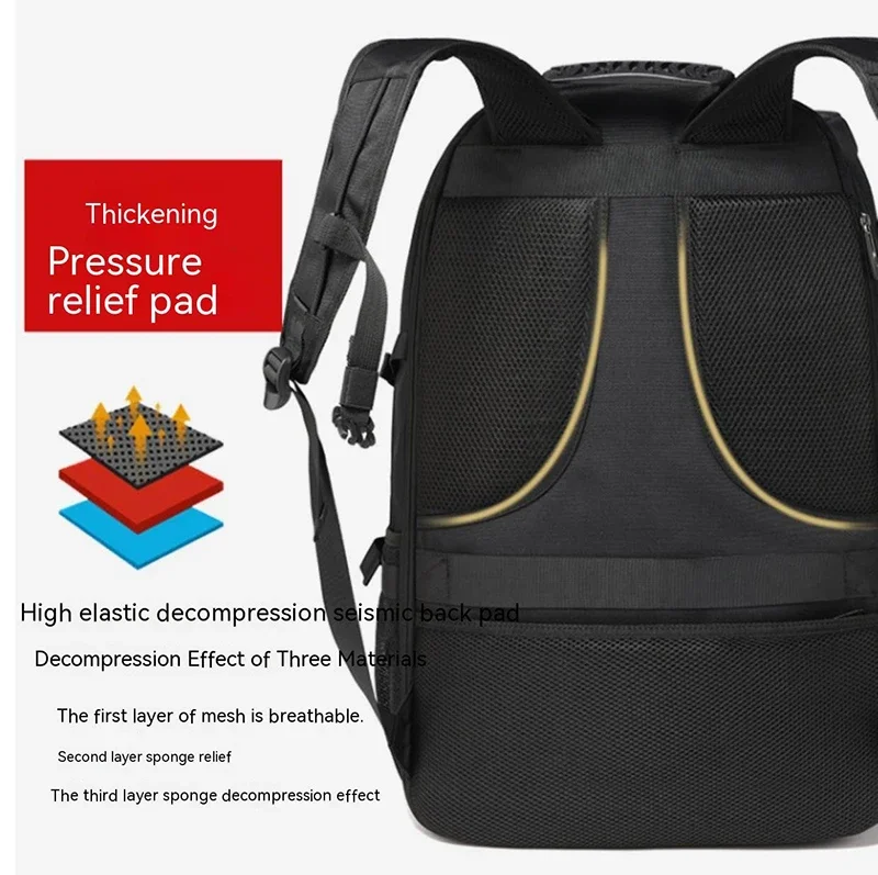 50L Großer Reiserucksack für Herren mit Separatem Schuhfach, Business-Tasche, Outdoor-Sport, Wasserdichter Schwarzer Aufbewahrungsrucksack – Detail 9