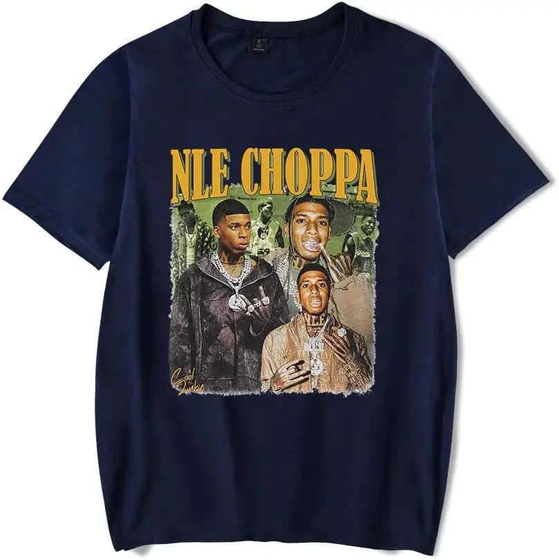 

NLE Choppa Rapper Merch pop Graphics Print Crewneck Unisex Trend Casual Short Sleeve Tshirt Top