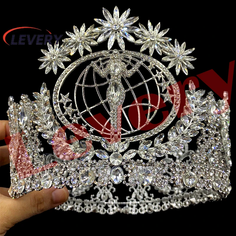 Levery Crystal Rhinestone Tiara 2023 Miss intercontinental Crown Headband Headpiece Pageant  Crown