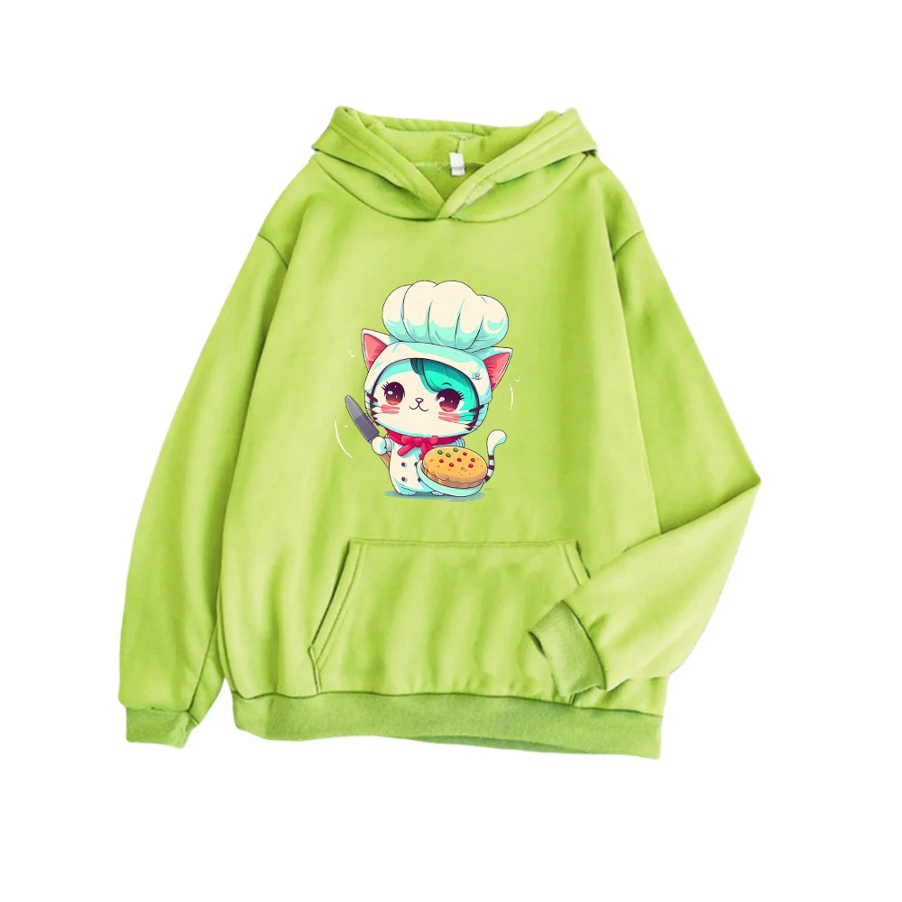 y2k Chef Fortune Cat hoodies streetwear kawaii harajuku sweatshirt ropa women men winter clothes outerwear outfits cute kawaii