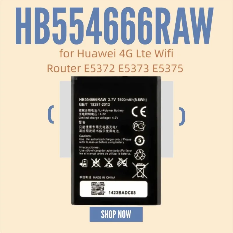 

HB554666RAW 3.7V 1500mAh for Huawei 4G Lte Wifi Router E5372 E5373 E5375 Mobile Phone Batteries