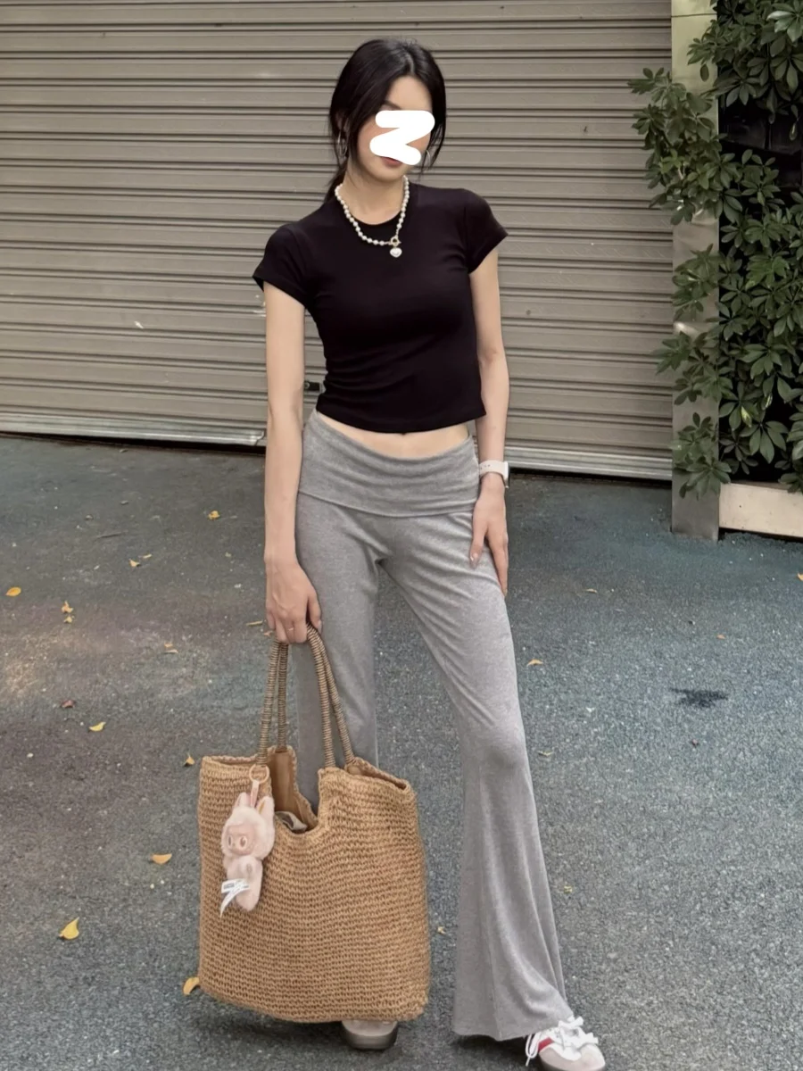 Pantalon de Yoga taille haute pour femmes, coupe cintrée, décontracté, Spor Bell Bot, américain, allongé, pour grandes dames