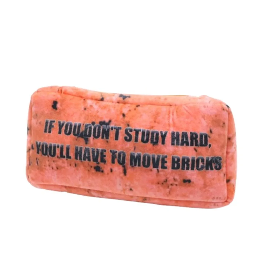 

Red Board Brick Plush Makeup Bag Simulation Design Large Capacity Student Stationery Bag Plush Simulation Brick Storage Bag