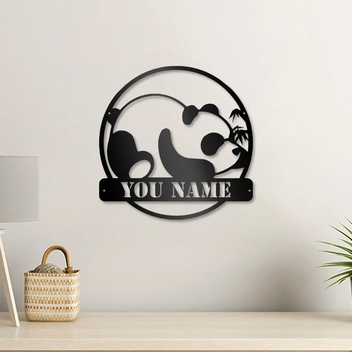 

1pc hot sale panda Personalized Name Metal Wall Signs Tin Wall Plaque For Home Decor Living Room Bedroom