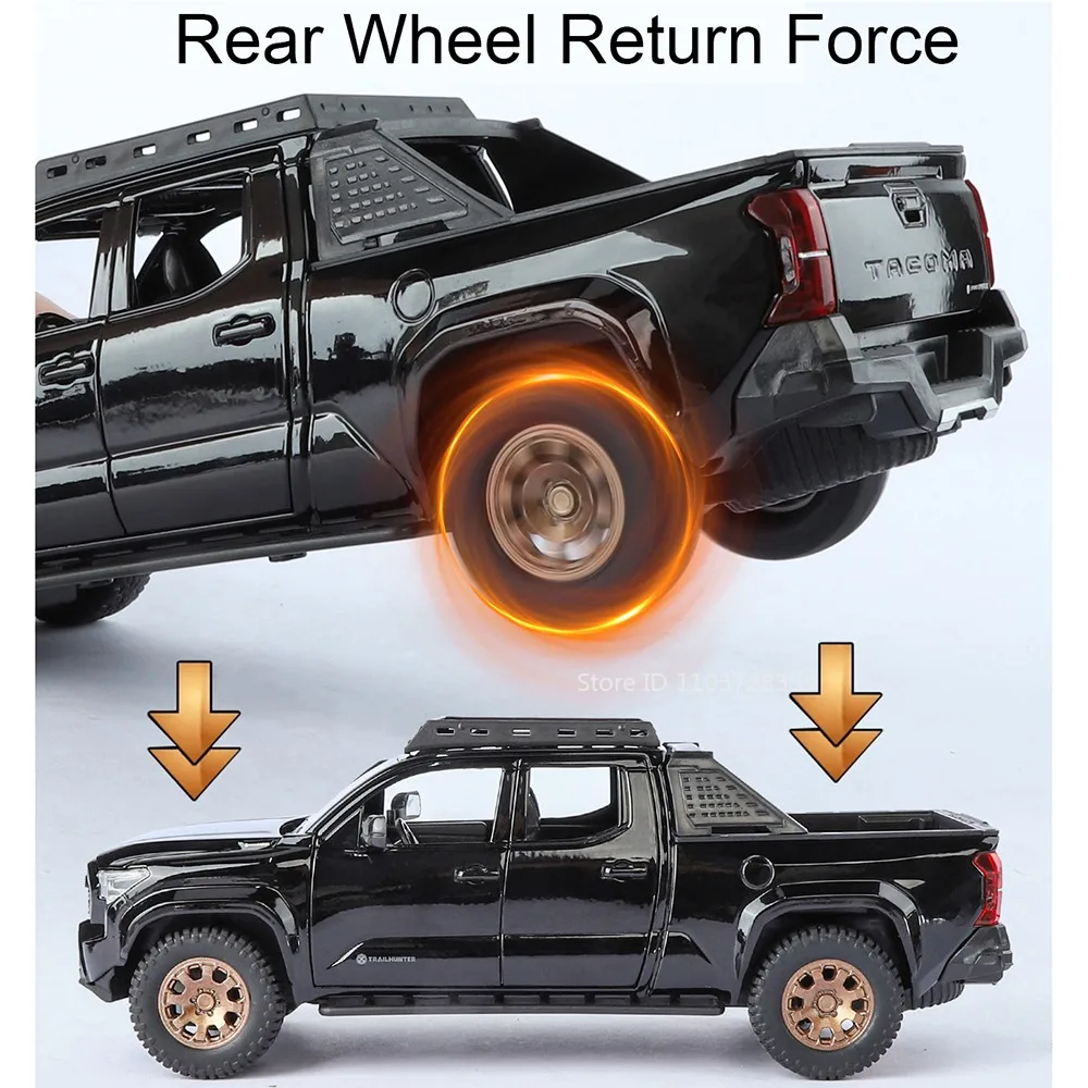 1:24 Auto Tacoma Prado Giocattolo Modello In Lega Pressofusa Veicoli Fuoristrada Suono Luce Pneumatici In Gomma Porte Aperta Tirare Indietro Ragazzo Giocattoli Popolari