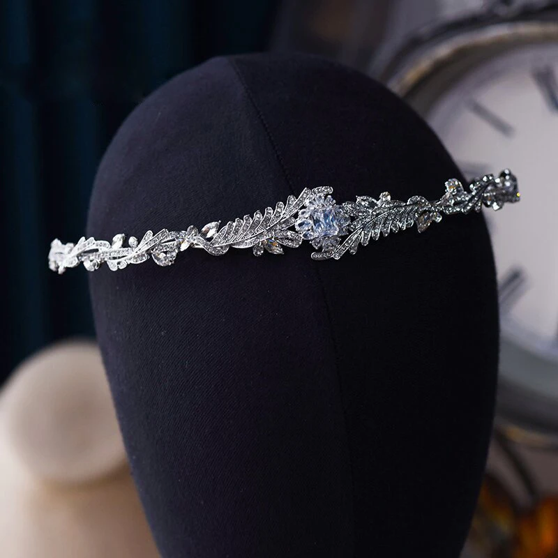 Korean Style Zircon Crystal Bridal Crowns, Wedding Hair Accessories, Bride Headpieces