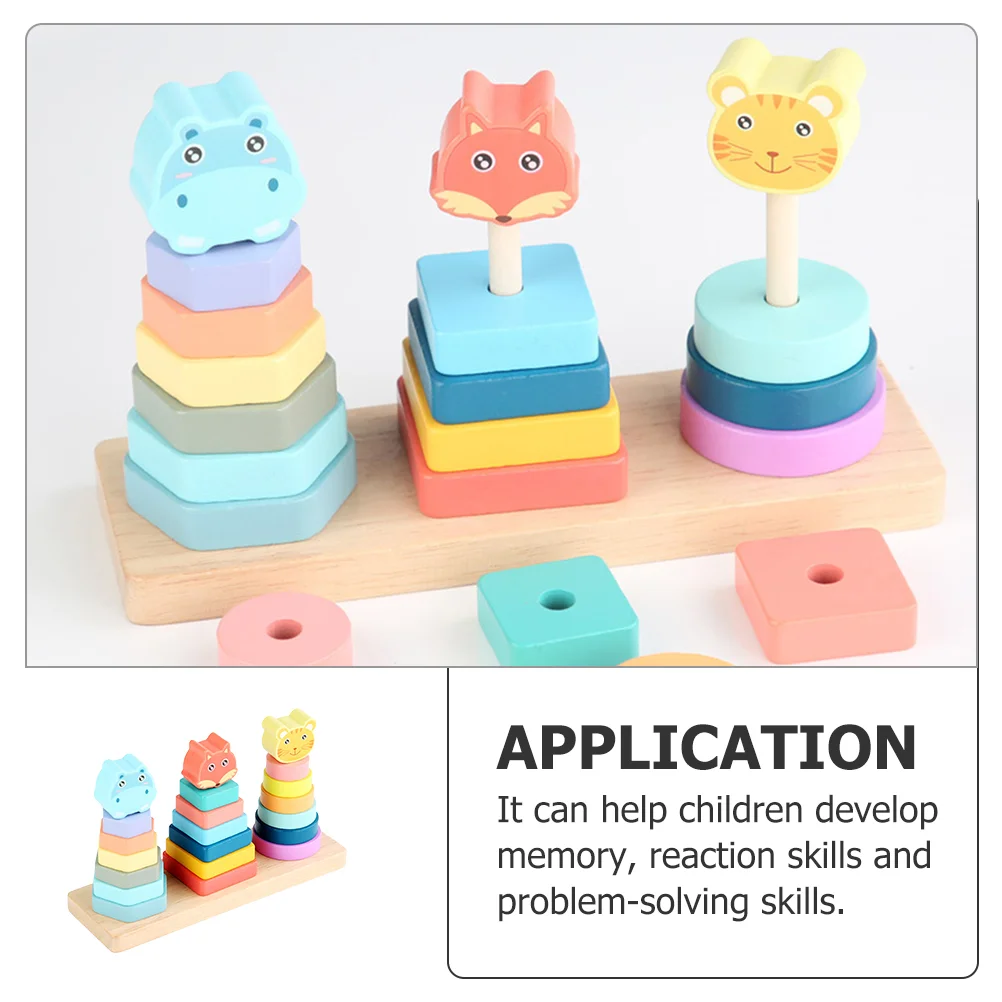 Rainbow Tower Infant Stacking Toy Toddler Early Learning Shape Sorter Stacker Baby Nesting Toys Wooden