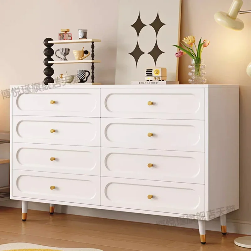 

Modern Simple Dresser Cabinet Minimalist Cream Hidden Storage Living Room Cabinets Stylish Handles Dressoir Kast Furniture