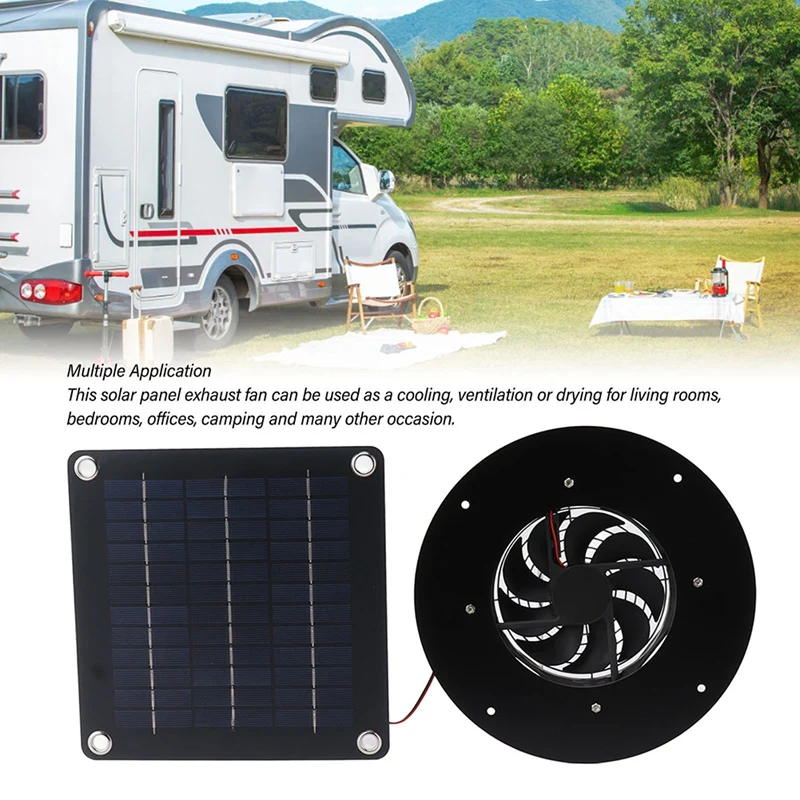 Extractor de aire con panel solar, panel solar ABS de 20W para invernaderos, casas para mascotas, gallineros pequeños, cobertizos, escape de ventana