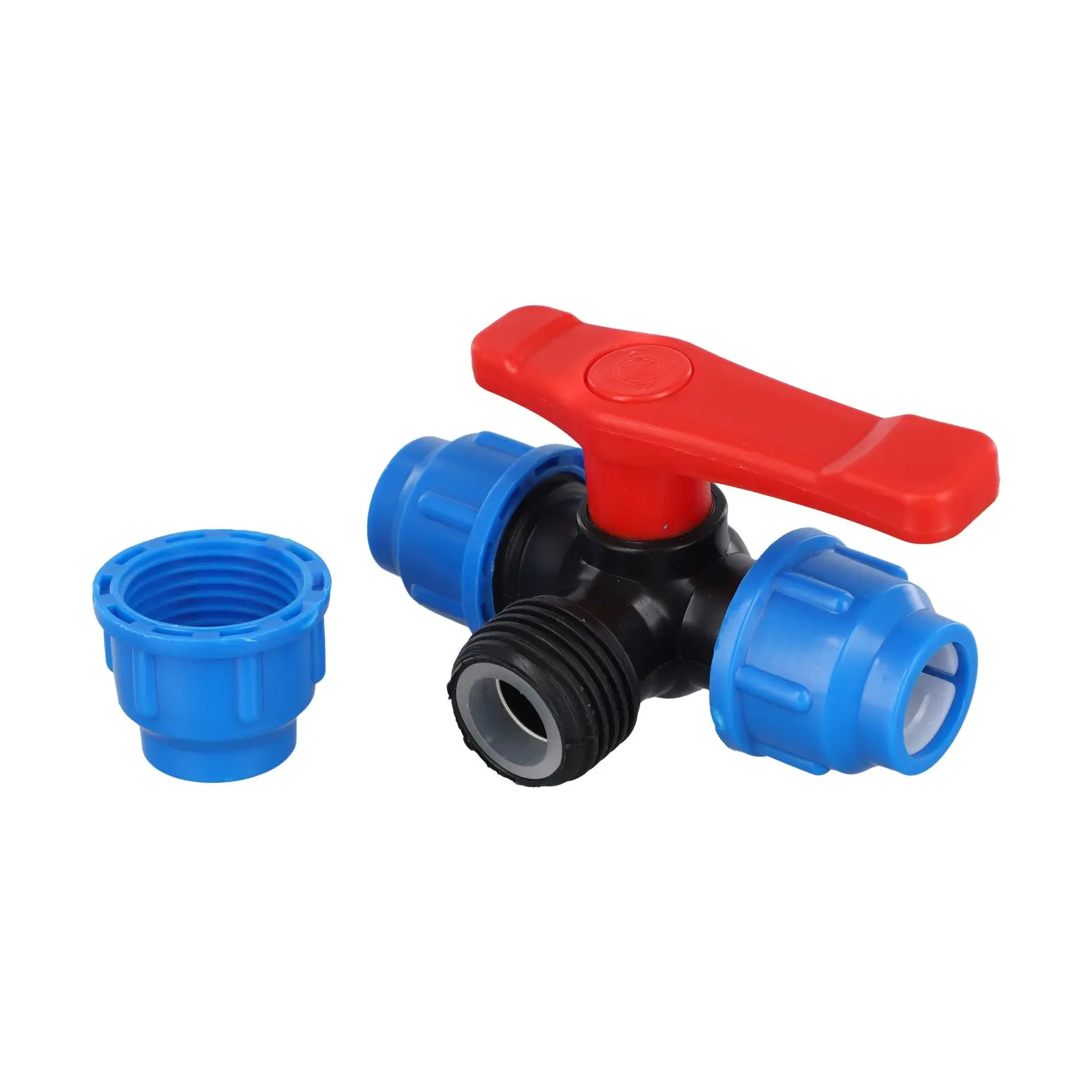 

Plastic 3 Way Ball Valve for PE Pipe 20/25/32/40/50mm Hose Connection Outer Diameter Suitable for Flow Control