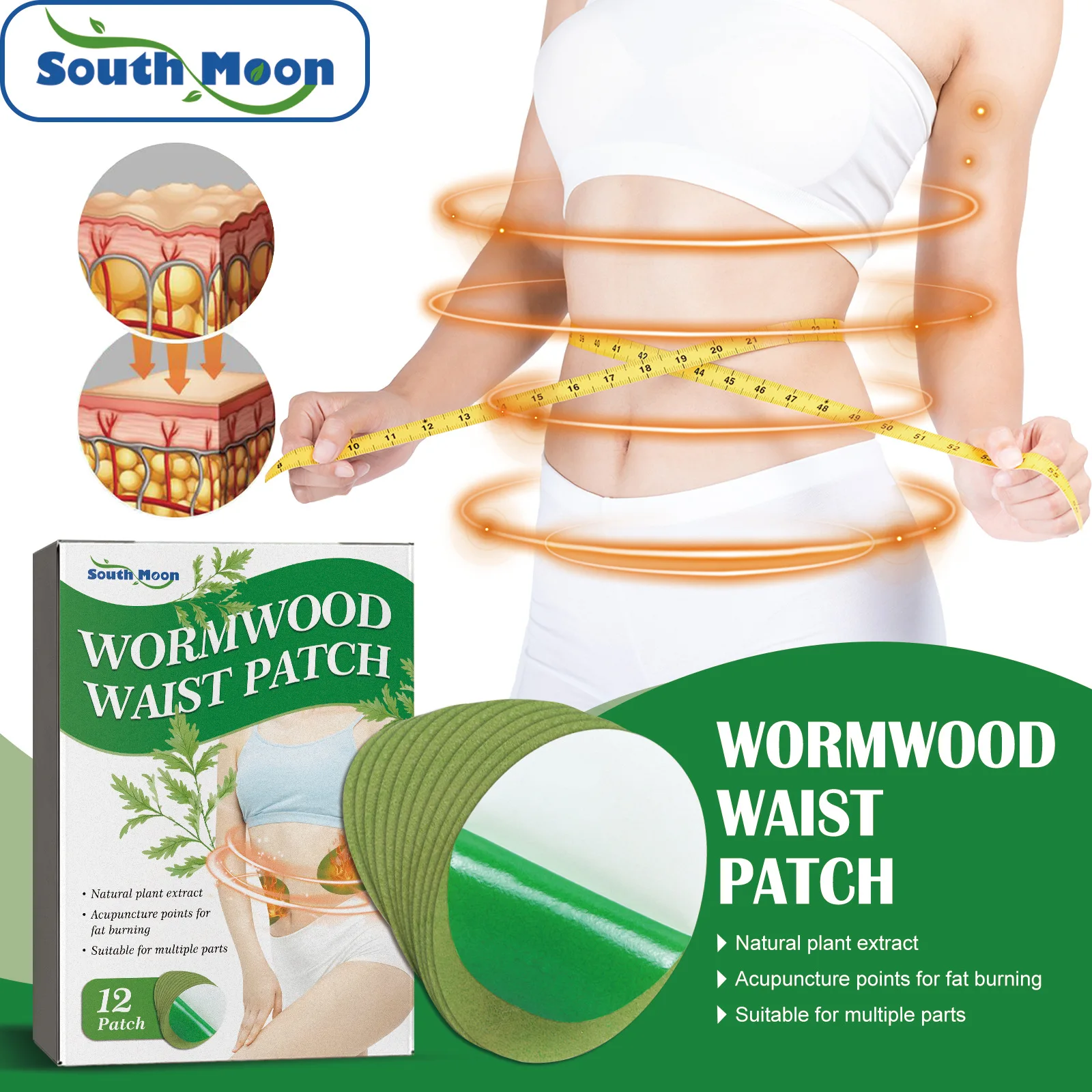 

12 Pcs Waist Slimming Patch Anti Cellulite Fat Burning Weight Loss Belly Shaping Remove Moisture Moxibustion Wormwood Patch