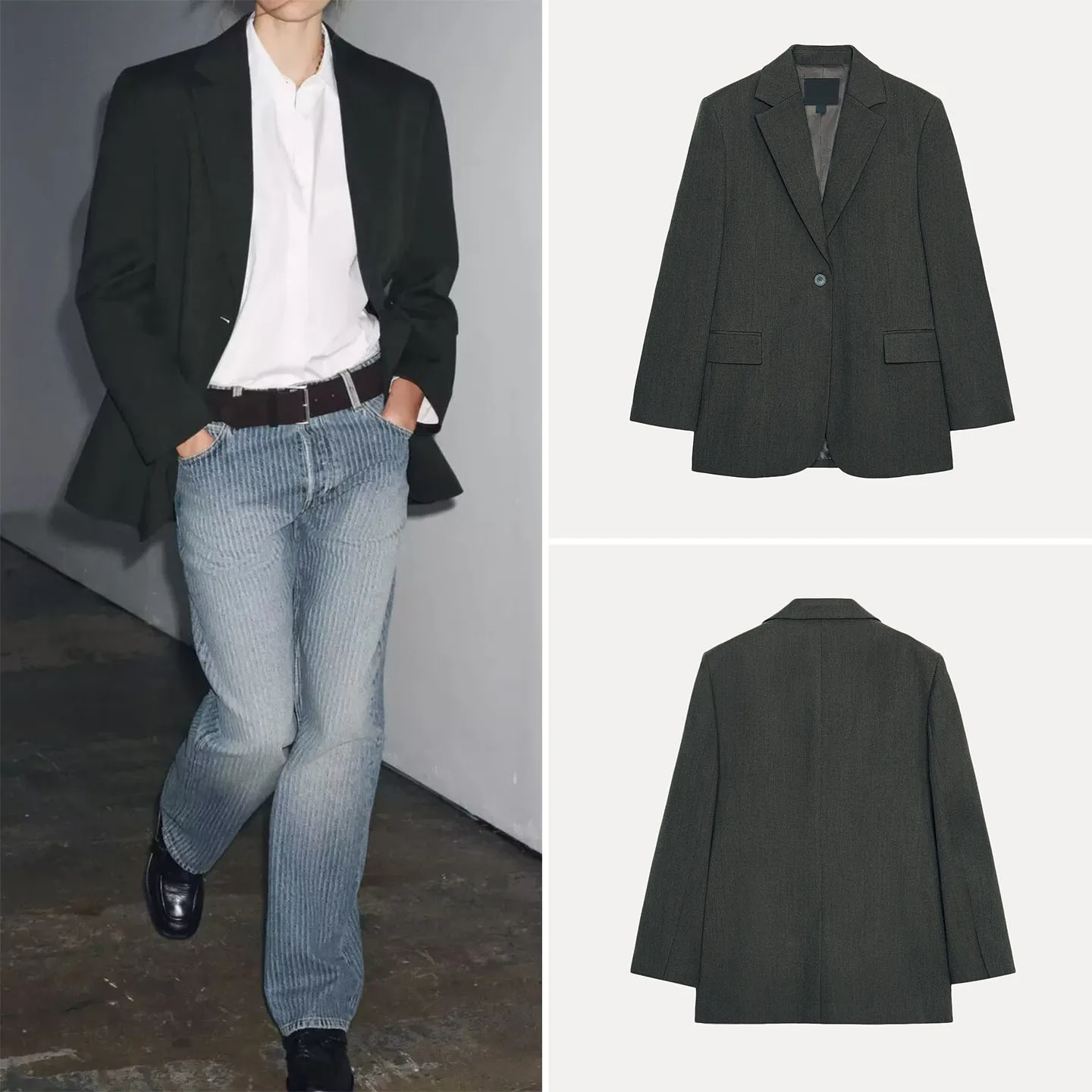 

Casual Sle Loose Fit Faionable Women's Suit Jaet Commute Mixed Fiber New Arrival Autumn 2025 Z Long Sve