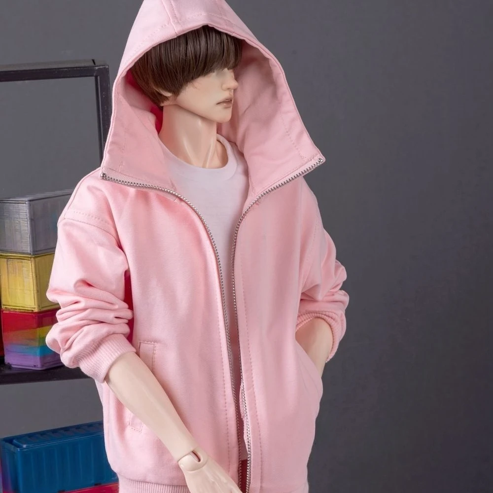 

1/3 Doll's Clothes Zipper Hoodie Coat Fit To 75/77cm Male Bjd Doll High Collar Side Pocket Sportswear Doll Accessories, No Doll