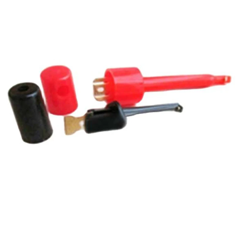 20pcs Hook Clip Test Probe Round Head for Electronic Testing Black Read Small Size