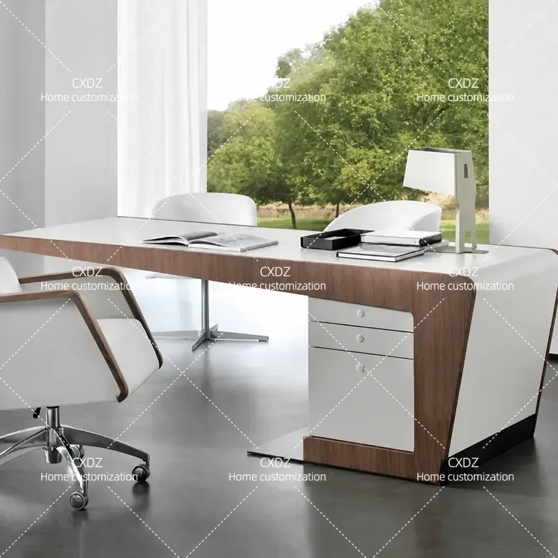 Nordic Creative Computer Desk Modern Simple Office Table for Manager Boss Home Study Workstation with Piano Finish Design