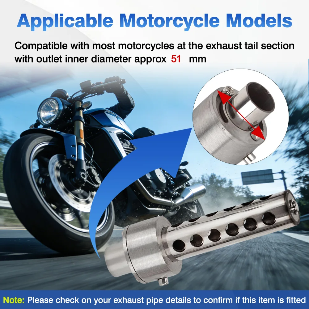 

Side / Bottom Screw Mounting 51 mm Motorcycle Exhaust DB Killer Insert 155mm Length Universal For most motorcycles