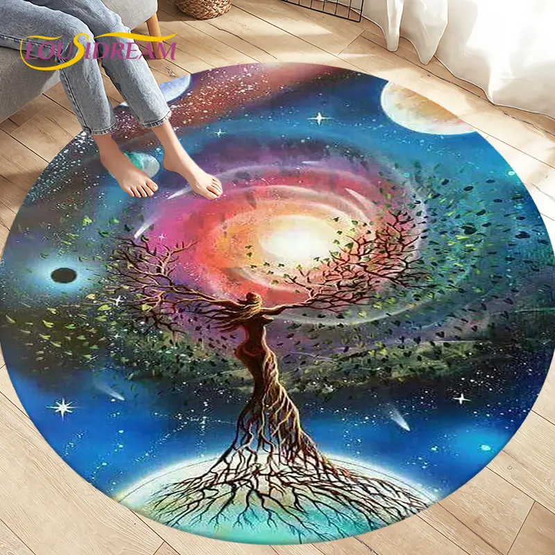 Rainbow 7 Chakra Mandala Bohemia Round Area Rug,Circle Carpet Rug for Living Room Bedroom Decor,Soft Yoga Non-slip Floor Mat