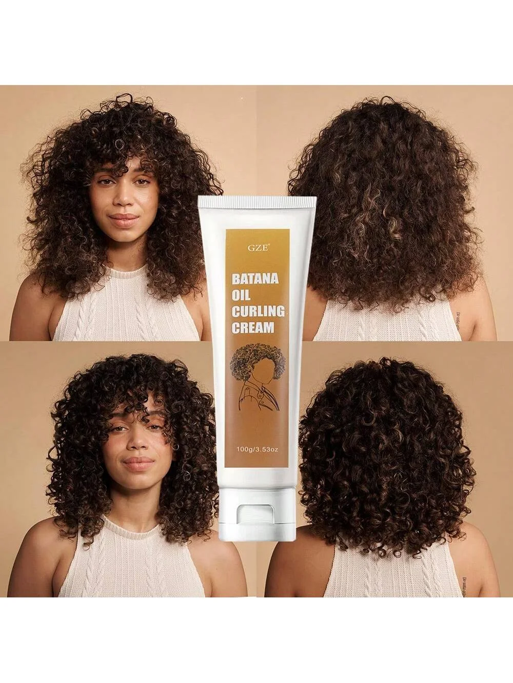 GZE Batana Oil Curling Cream Curl Wavy Hair Curl Activator Curly Control Enhancing Defining Frizz Control Smooth And Improves
