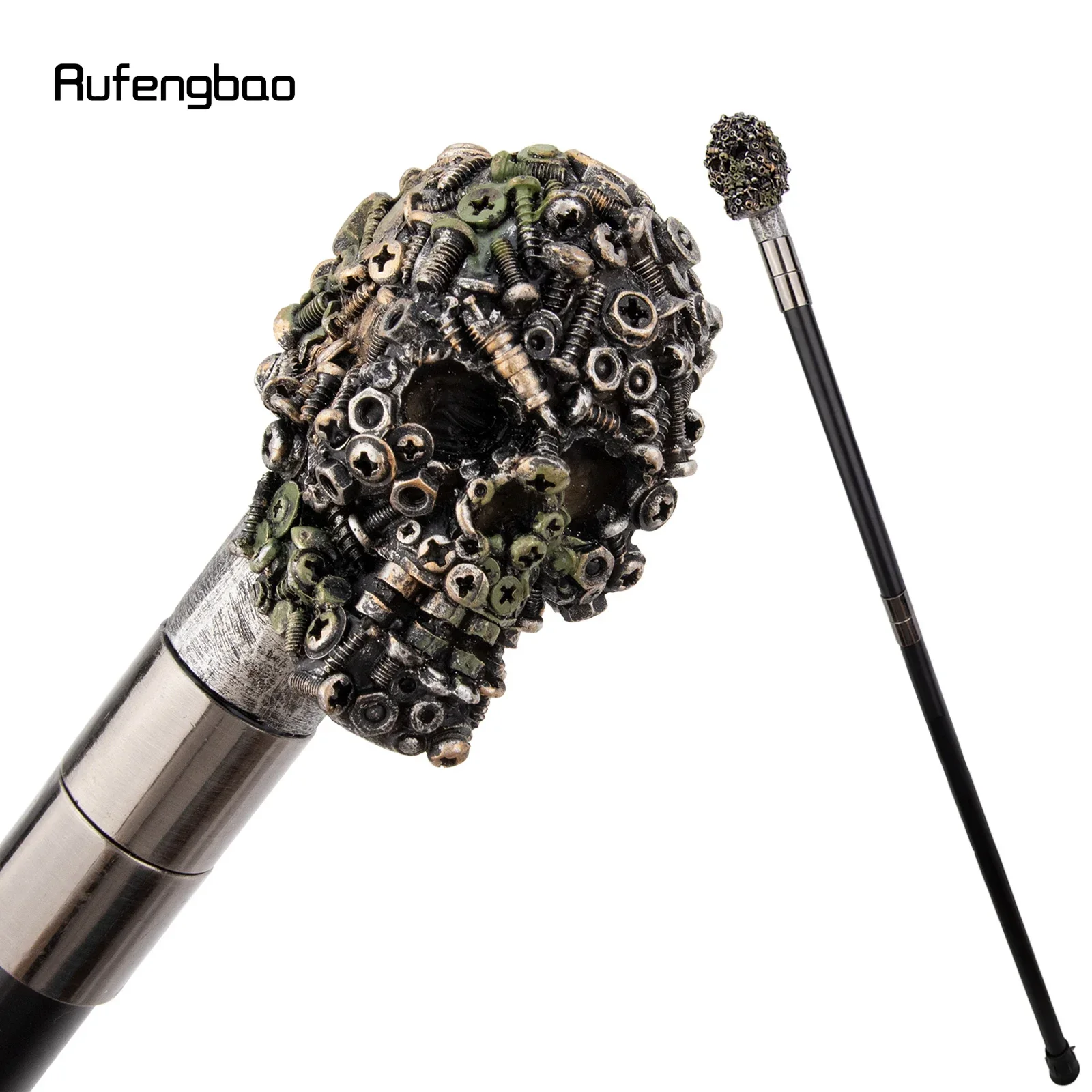 

Yellow Resin Screw Skull Head Walking Cane Fashion Decorative Steel Stick Gentleman Elegant Cosplay Cane Knob Crosier 94cm