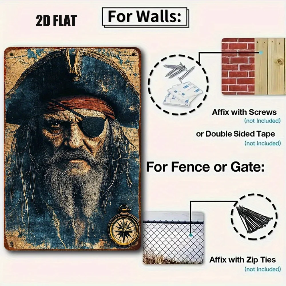 1 لوحة معدنية مسطحة ثنائية الأبعاد لصورة قرصان، مناسبة للديكور الفني مثل الداخلي والخارجي والمكتب. #3