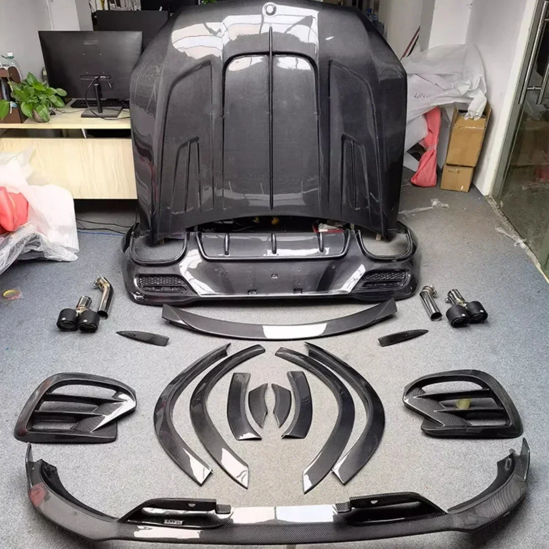 

Carbon Fiber Body kit Front Rear Lip grill for Mercedes-Benz GLE450 GLE63 modified Eyebrow engine hood tail wing tail throat