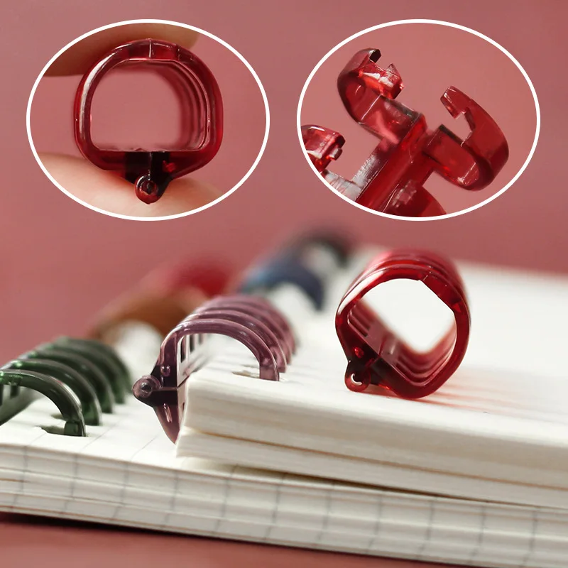 8-Pack Multi-Purpose 5-Ring Loose-Leaf Binding Comb Removable Loose-Leaf Binder Coil Buckle Notebook Separated Pages Accessories