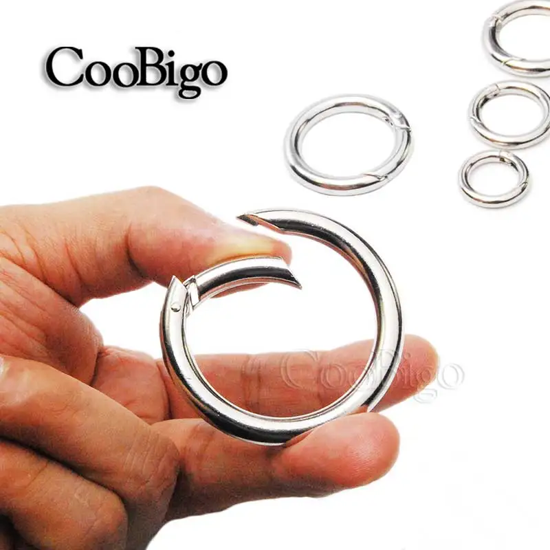 Metal Spring Gate O Ring Round Carabiner Bag Handbag Strap Chain Buckle Keyring Luggage Dog Tag Snap Hook Clip Paracord Keychain