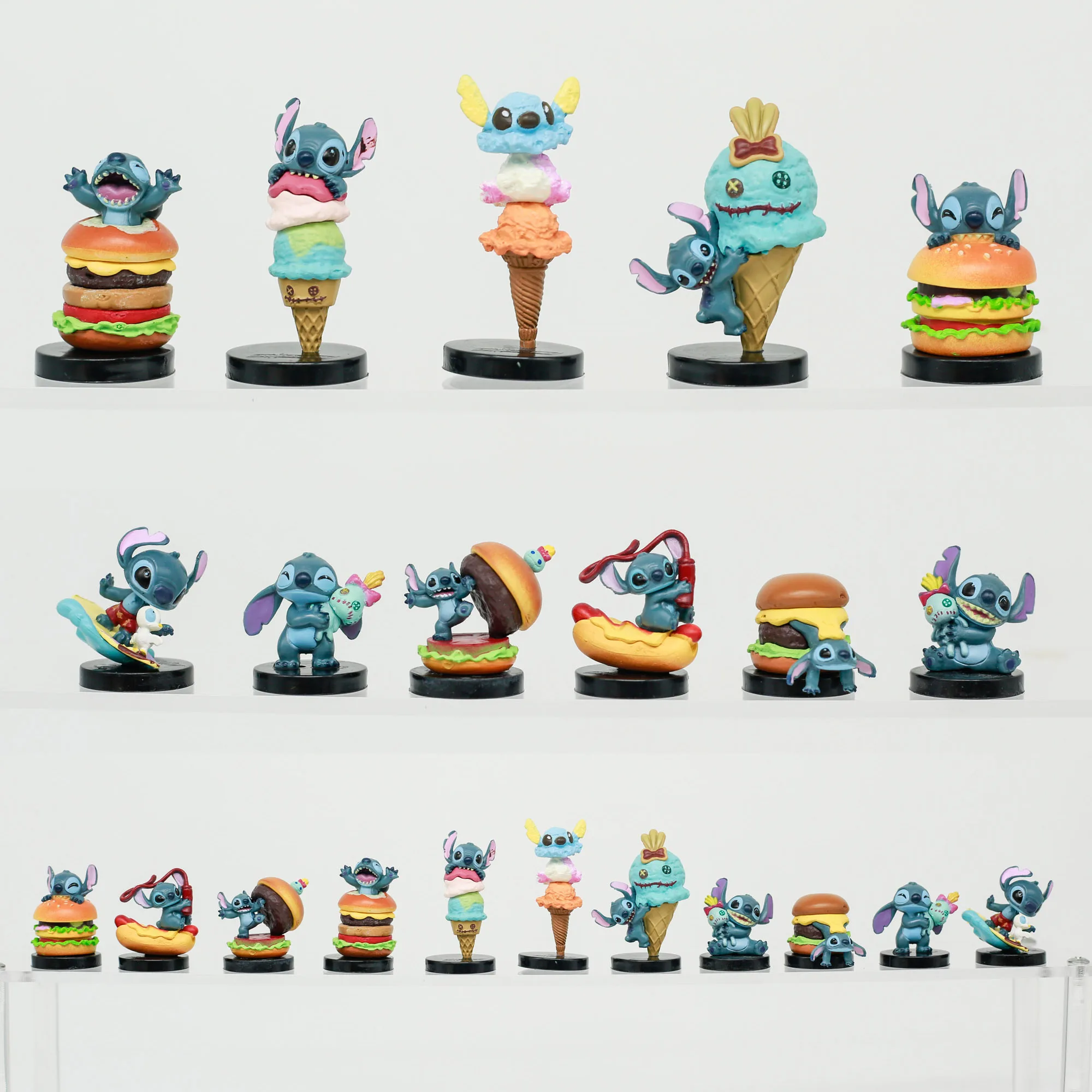 

Disney Lilo Stitch Hamburger Ice Cream Food Series Blind Box Mini Collectible Figures Cute Desk Toys Gift for Kids Collectors