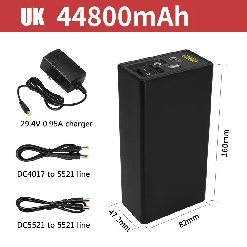 Power Bank 24V 12V extra batterij Oplaadbare lithiumbatterij 44800 mAh 18650 extra 18650 UPS-batterij met grote capaciteit