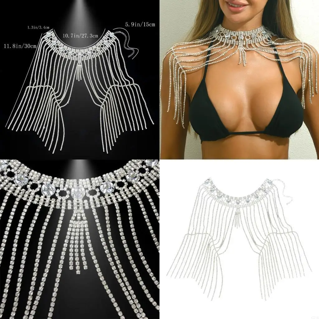 

Sparkling Multi Layer Rhinestones Bridal Shoulder Jewelry Evening Dress Chain